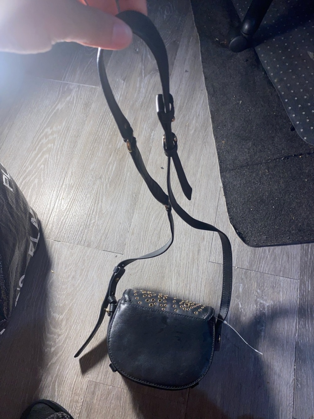 Michael Kors Black Leather Crossbody with Gold Grommet Detail - Picture 5 of 5